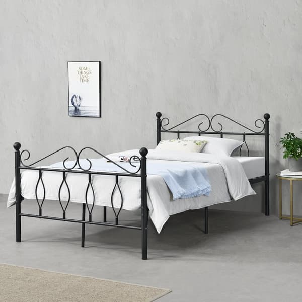 [en.casa]® Sängstomme Apolda i metall inkl. ribbotten-200x120cm-pulverlackerat stål-svart matt-reptålig-slitstark- max. belastning: 300kg