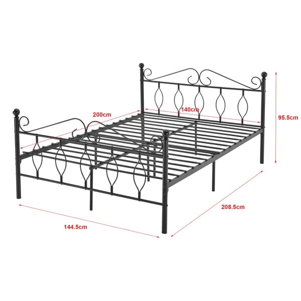 [en.casa]® Sängstomme Apolda i metall inkl. ribbotten-200x140cm-pulverlackerat stål-svart matt-reptålig-slitstark- max. belastning: 300kg