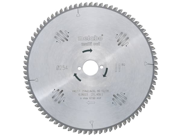 Metabo 628226000, Gjuten aluminium, brons, Spånskiva, Koppar, Plast, Trä, 31,5 cm, 3 cm, 6100 RPM, 2,4 mm, Metabo