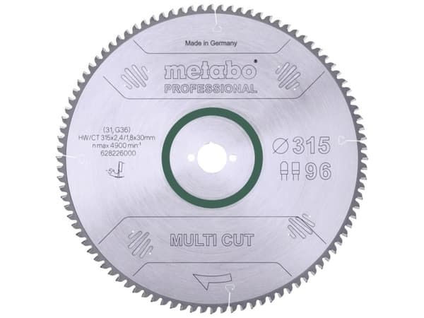 Metabo 628226000, Gjuten aluminium, brons, Spånskiva, Koppar, Plast, Trä, 31,5 cm, 3 cm, 6100 RPM, 2,4 mm, Metabo