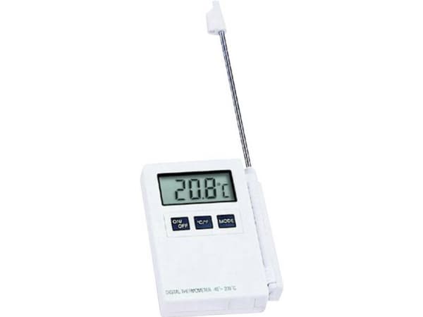 TFA Dostmann Kat.nr. 30.1015 Instickstermometer Kalibrering enligt (ISO) Mätområde temperatur -40 till 200 °C Sensortyp NTC Överensstämmer med HACCP