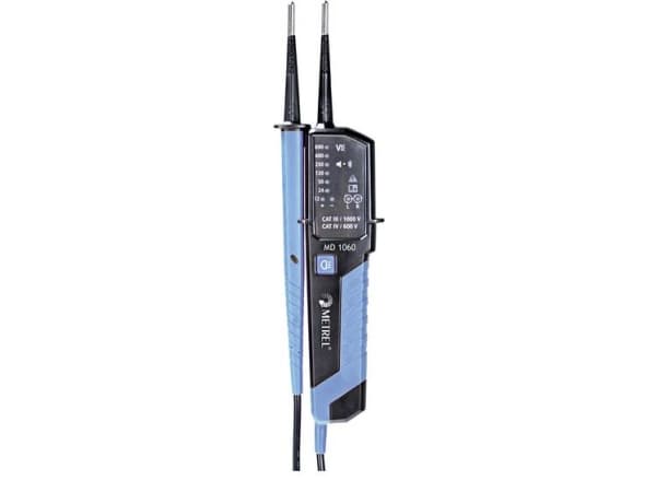 Metrel MD 1060 Kaksinapainen jännitetesteri Kalibrointi (ISO) CAT III 1000 V, CAT IV 600 V LED, Akustiikka