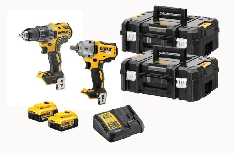 Dewalt DCK2077P2T DCK2077P2T-QW Batteri boremaskine, Batteri slagboremaskine 18 V 5 Ah Litium