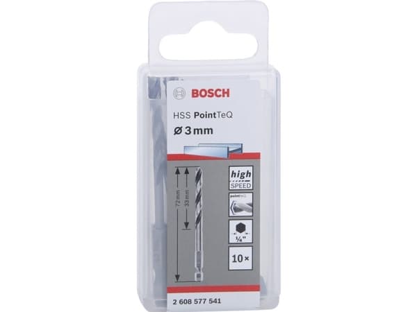 Bosch METALBOR POINTTEQ HEX HSS-R 3X72MM 10STK