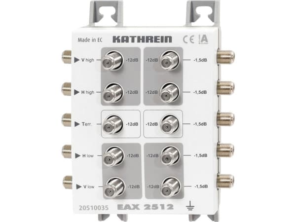 Kathrein EAX 2512, Kabelspillter, 5 - 2150 MHz, Grå, Hvit, F-type, 112 mm, 54,5 mm