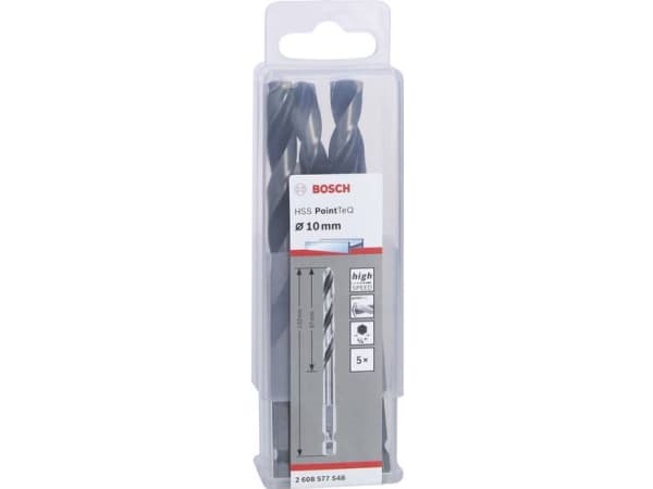 Bosch HSS PointTeQ - Bor - for metall - bor - 5 deler - 10 mm - heksagonal - lengde: 133 mm