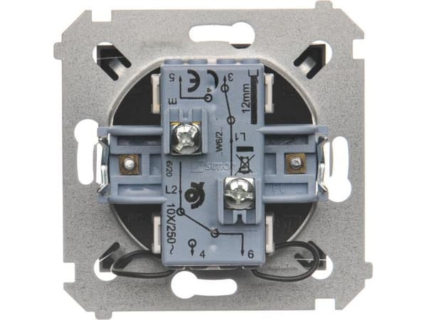 Kontakt-Simon DW6/2L.01/48, Anthracit, Plast, IP20, IP44, 250 V, 10 A, 75 mm