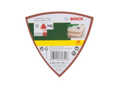 Bosch SLIBEBLAD, DELTA, 93MM, P240, 6 H, 25 STK