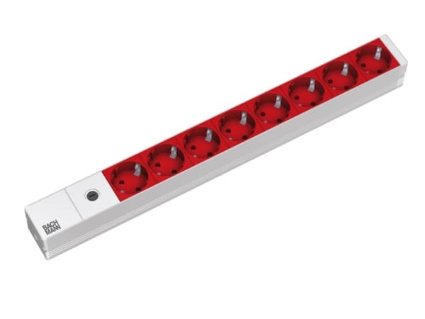 Bachmann - Regleta de 8 tomas, 48,3 cm, 2 m, Sisätila, Ilman pistoketta, IP20, 1,5 mm², Alumiini