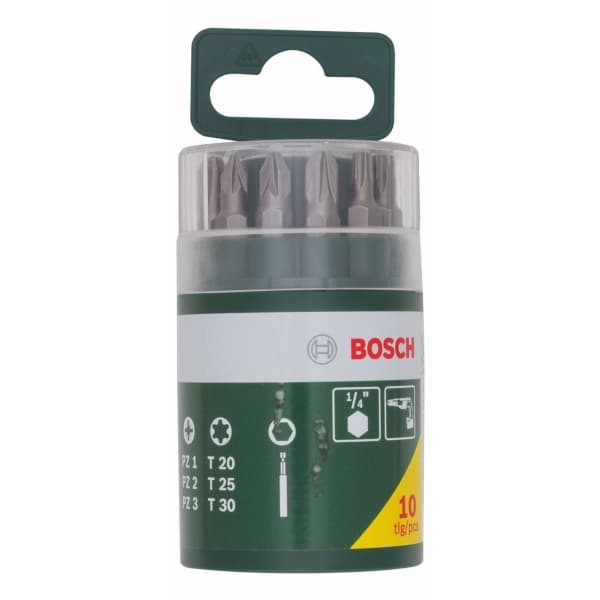 Bosch - Spiss for skrutrekker - 10 deler - torx, phillips, pozidriv - lengde: 25 mm