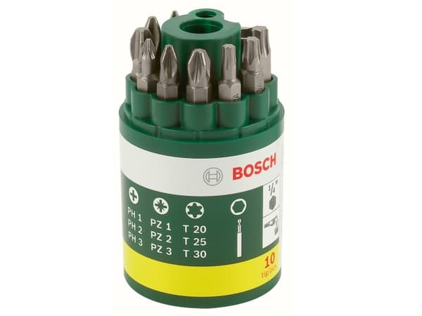 Bosch - Spiss for skrutrekker - 10 deler - torx, phillips, pozidriv - lengde: 25 mm