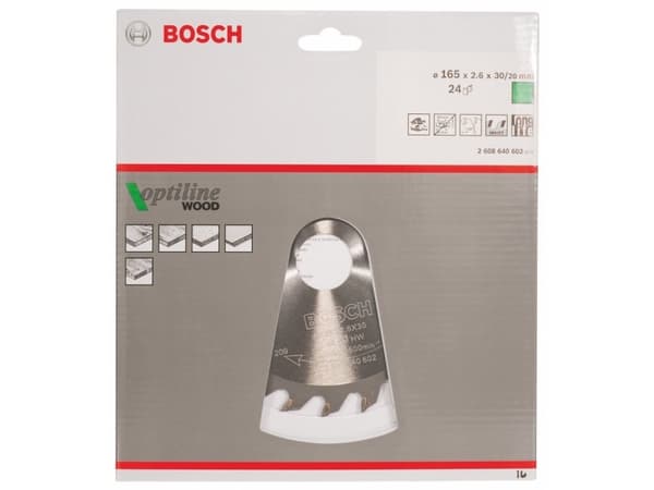 Bosch RUNDSAVKLINGE OPTILINE 165X2,6X30MM 24T