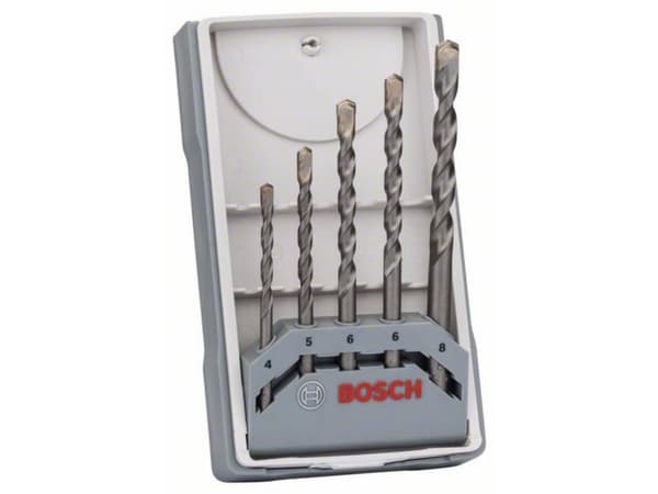 Bosch CYL-3 - Borsett - for betong, murverk, kalkstein, stein, kunstig stein - 5 deler - 5 mm, 6 mm, 8 mm, 4 mm - lengde: 75 mm, 85 mm, 100 mm, 120 m