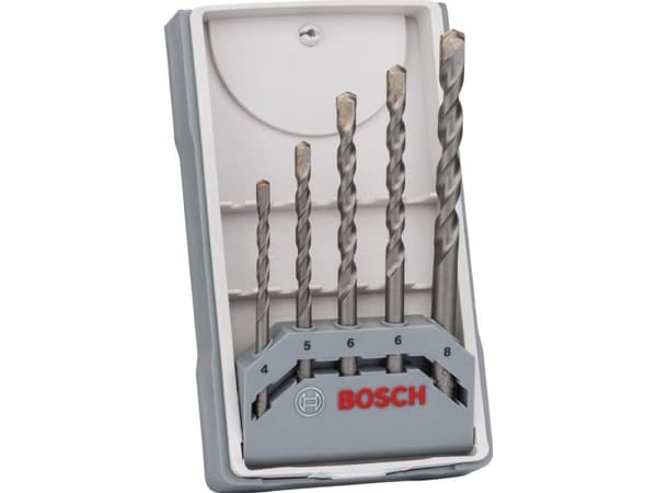Bosch CYL-3 - Borsett - for betong, murverk, kalkstein, stein, kunstig stein - 5 deler - 5 mm, 6 mm, 8 mm, 4 mm - lengde: 75 mm, 85 mm, 100 mm, 120 m