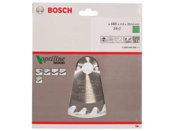 Bosch Optiline Wood - Sirkelformet sagblad - for tre - 160 mm - 24 tenner