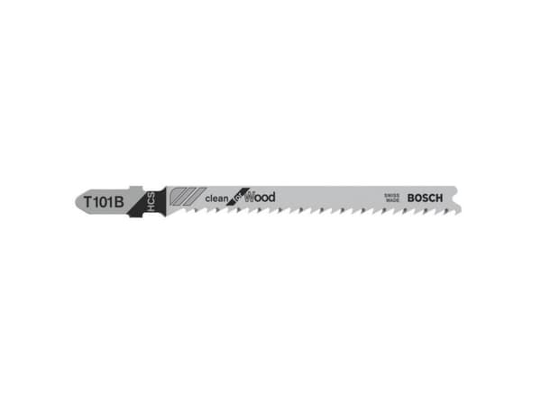 Bosch clean for Wood T 101 B - Sagblad - for plast, kartong, kryssfinér, bløtt tre, epoksy - 5 deler - lengde: 100 mm