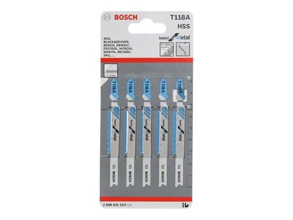 Bosch basic for Metal T 118 A - Stikksagblad - for tynn metallplate - 5 deler - lengde: 92 mm