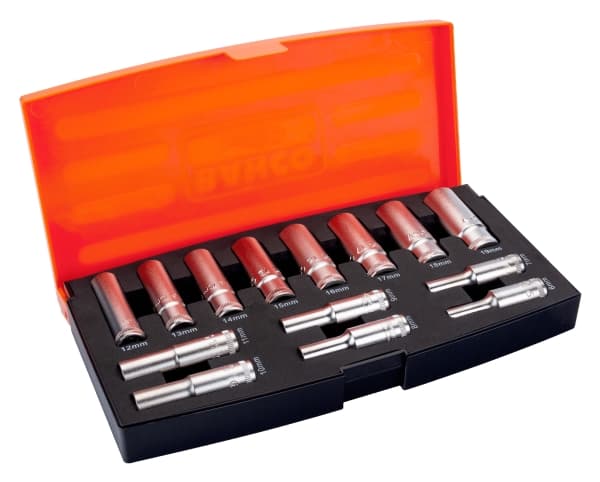 Bahcon kärkisarja 3/8" pitkä 14 osaa 6-19mm