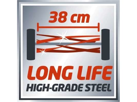 Einhell GE-HM 38 S, Handgräsklippare, 38 cm, 1,3 cm, 3,8 cm, 250 m², Cylinderblad