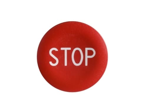 Schneider Electric Button insert 22mm flat red with STOP symbol (ZBA434)
