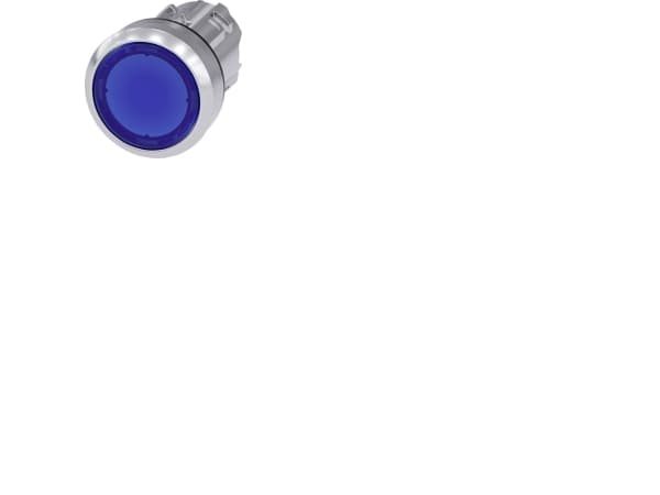 Siemens 3SU10510AB500AA0 3SU1051-0AB50-0AA0 Kevyt painonappi Ohjauspainike litteä, eturengas metallia, kiiltävä sininen 1 kpl