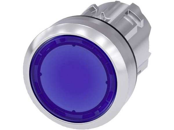 Siemens 3SU10510AB500AA0 3SU1051-0AB50-0AA0 Kevyt painonappi Ohjauspainike litteä, eturengas metallia, kiiltävä sininen 1 kpl