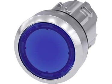 Siemens 3SU10510AB500AA0 3SU1051-0AB50-0AA0 Kevyt painonappi Ohjauspainike litteä, eturengas metallia, kiiltävä sininen 1 kpl