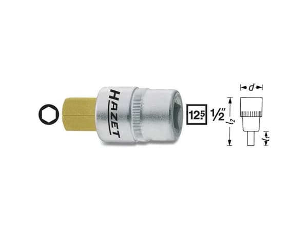 HAZET 986-8, 1 stykker, 25,4 / 2 mm (1 / 2"), Stål, 60 mm, 75 g