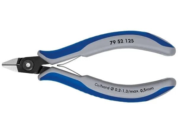 Knipex 79 52 125, Diagonal tang, Kromvanadiumstål, Plast, Blå, Grå, 125 mm, 58 g