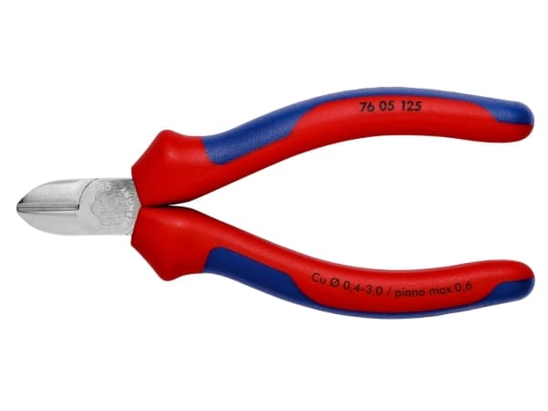 Knipex 76 05 125, Avbitartång, Kromvanadinstål, Plast, Blå, Röd, 125 mm, 118 g