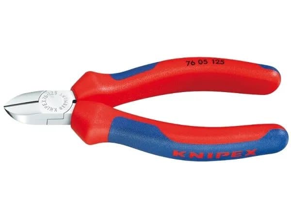 Knipex 76 05 125, Avbitartång, Kromvanadinstål, Plast, Blå, Röd, 125 mm, 118 g