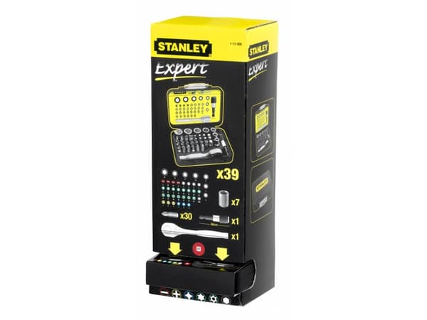 STANLEY - Ratcheting socket wrench with bit and socket set - 39 delar - i fodral