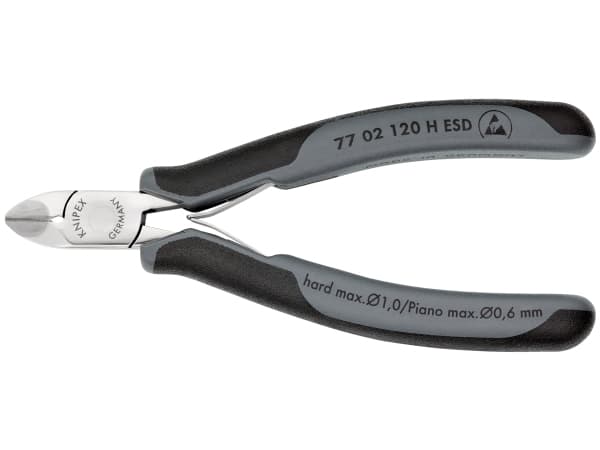 Knipex 77 02 120 H ESD, Diagonal tang, 1,1 cm, 1,4 cm, 7,5 mm, 2 mm, Beskyttelse mot elektrostatisk utladning (ESD)