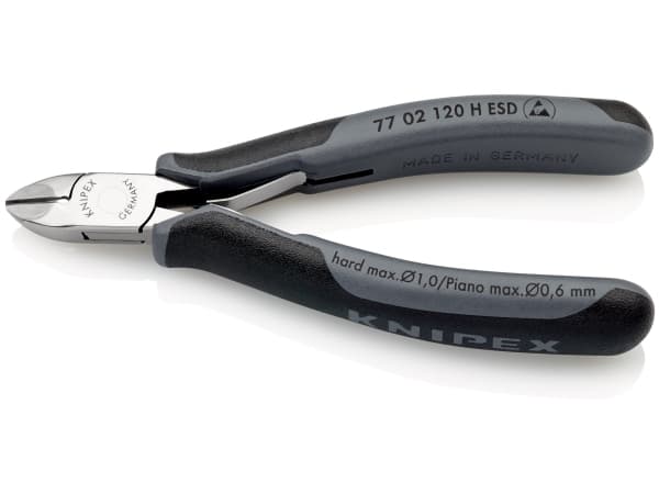 Knipex 77 02 120 H ESD, Diagonal tang, 1,1 cm, 1,4 cm, 7,5 mm, 2 mm, Beskyttelse mot elektrostatisk utladning (ESD)