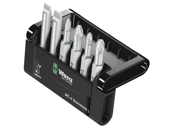 Wera Bit-Check, 6 styck, Phillips, Pozidriv, Öppning, PH 1,PH 2, PZ 1,PZ 2