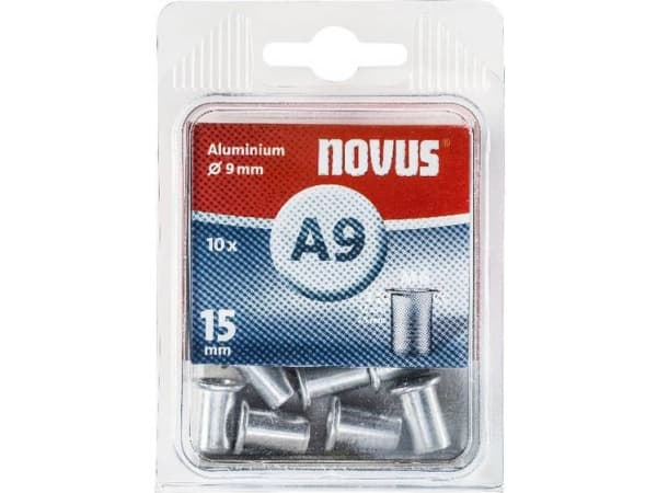 Novus Office 106440900 Blindnittemøtrik (Ø x L) 9 mm x 15 mm M6 Aluminium Aluminium 10 stk