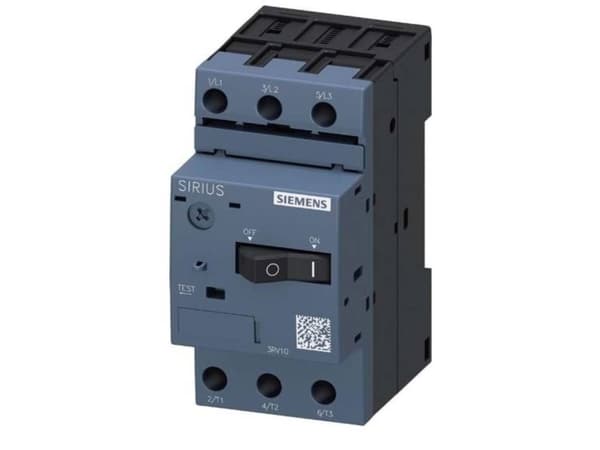 Siemens 3RV1011-0FA10 Strömbrytare 1 st 3 x strömbrytare Inställningsområde (ström): 0,35 - 0,5 A Kopplingsspänning (max.): 690 V/AC (B x H x D) 45 x