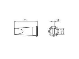 Weller LHT E, Loddespiss, Weller, 1 stykker, 6,7 mm, 1,8 mm, 25 mm