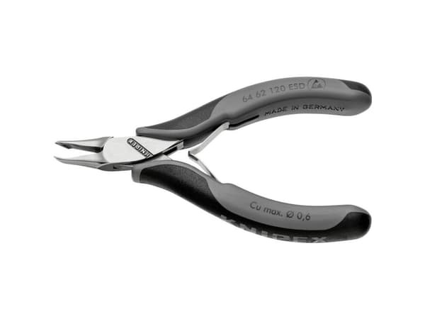 Knipex 64 62 120 ESD, Ändavbitartång, Stål, Plast, Svart, Grå, 120 mm, 70 g