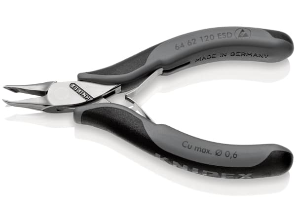 Knipex 64 62 120 ESD, Ändavbitartång, Stål, Plast, Svart, Grå, 120 mm, 70 g