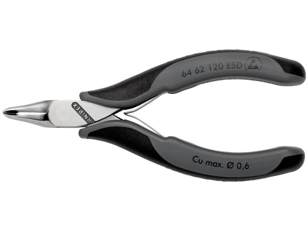 Knipex 64 62 120 ESD, Ändavbitartång, Stål, Plast, Svart, Grå, 120 mm, 70 g