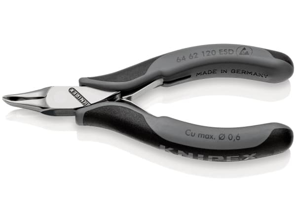 Knipex 64 62 120 ESD, Ändavbitartång, Stål, Plast, Svart, Grå, 120 mm, 70 g