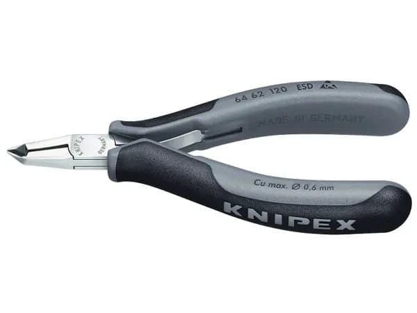 Knipex 64 62 120 ESD, Ändavbitartång, Stål, Plast, Svart, Grå, 120 mm, 70 g