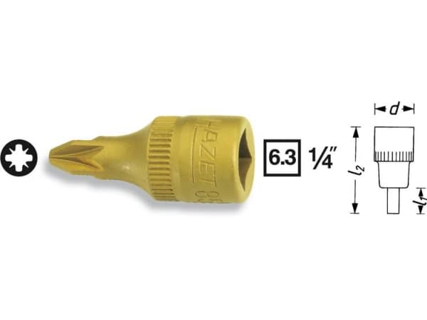 HAZET 8507-PZ3, Stikkontakt, 1/4", Metrisk, 1 hoder, PZ3, 1,2 cm