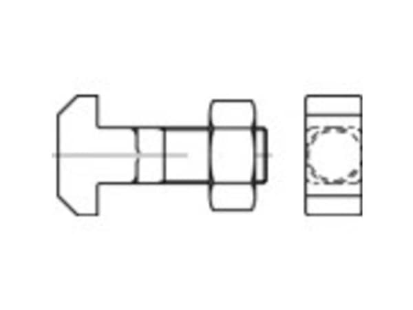 TOOLCRAFT 106076 Hammerhovedskruer M20 90 mm Firkant DIN 186 Stål 10 stk