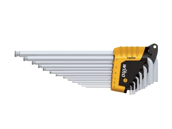 Wiha 36521, Insexnyckel med L-handtag, Brittiska standardmått, 13 styck, Förkromad, 1/4,1/8,1/16,3/32,3/16,3/8,5/16,5/32,5/64,7/32,7/64,9/64", Krom
