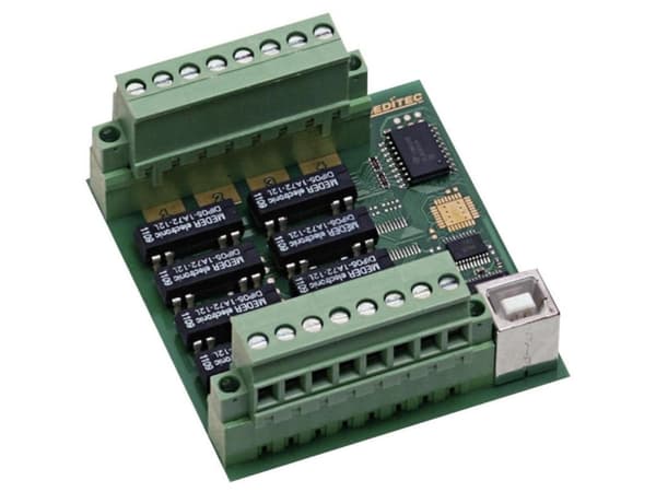 Deditec Compact USB -moduulit Digitaaliset lähdöt 8 relettä Asennustyyppi Pistokkeellinen Liitäntä(t) USB-portti(t)