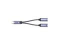 Miniatyrbilde 4 av 5: Unitek - USB-C til hodetelefonjakk / ladeadapter - 24 pin USB-C hann til minijakk, 24 pin USB-C hunn - 13.8 cm - romgrå - USB Power Delivery (18 W)
