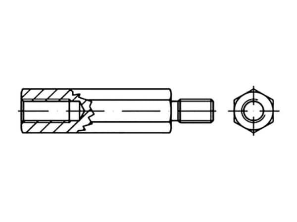 TOOLCRAFT Sekskant-afstandsbolte 14 mm Galvaniseret stål 149946 100 stk