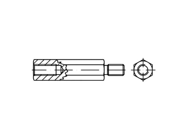 TOOLCRAFT Sekskant-afstandsbolte 14 mm Galvaniseret stål 149946 100 stk
